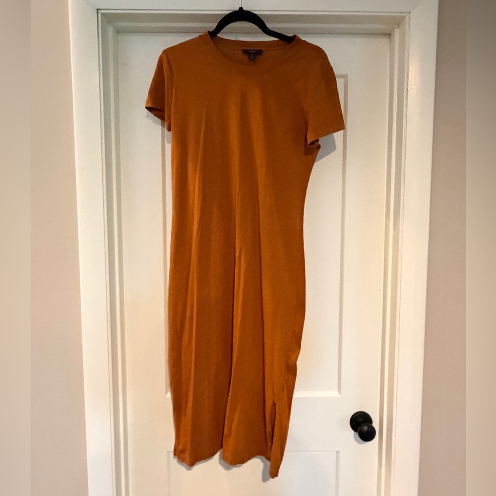 J. Crew Factory Mustard Short-Sleeve Midi Dress